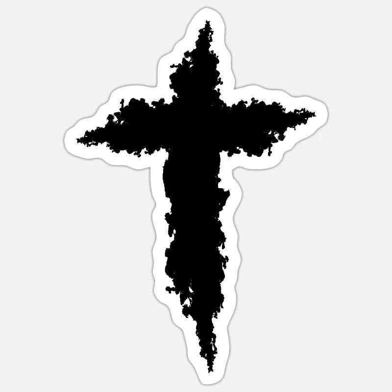 Flaming Cross - Sticker size S (10 x 10 cm) - white matte