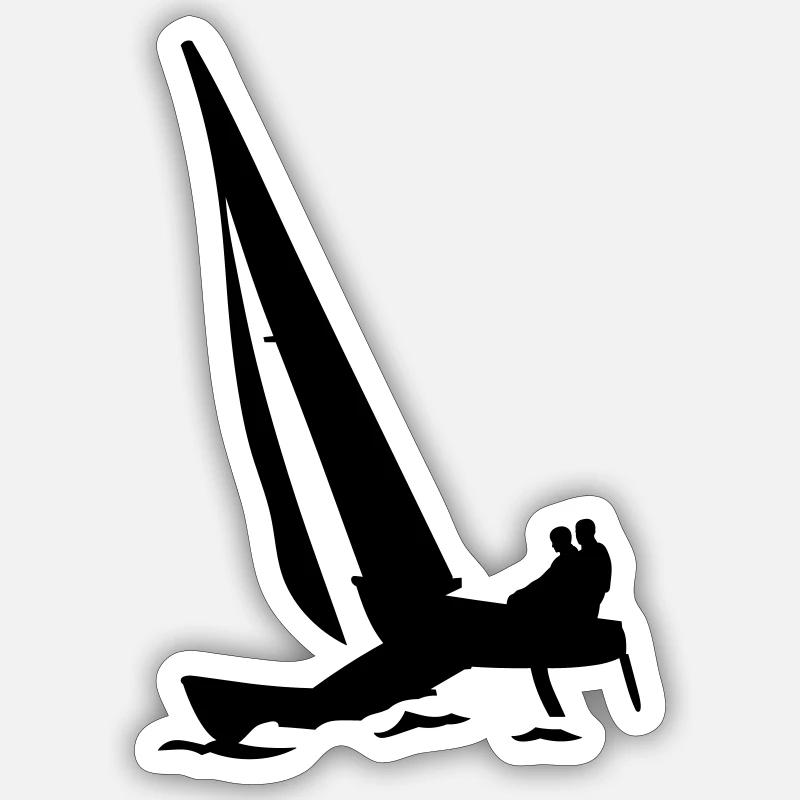 catamaran - Sticker taille S (10 x 10 cm) - blanc mat