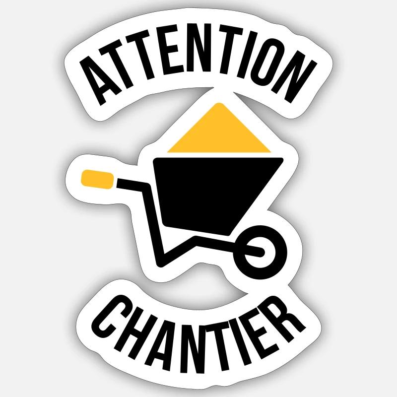Attention Chantier Sticker taille S (10 x 10 cm)