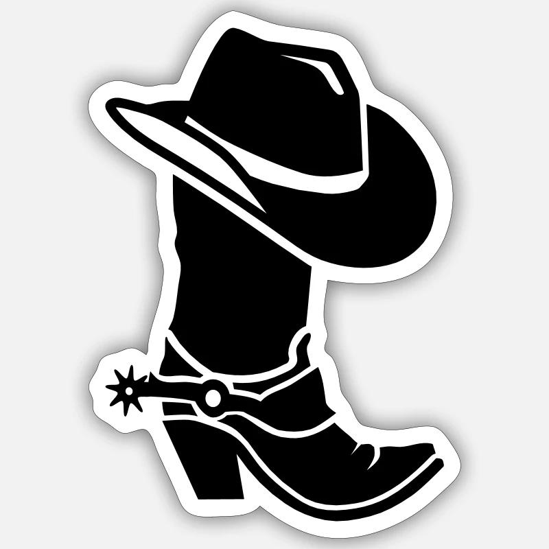 Cowboy - Sticker taille S (10 x 10 cm) - blanc mat