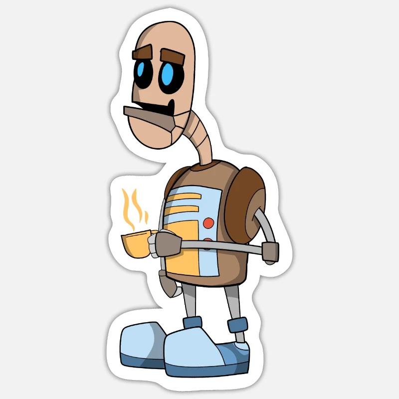 Robot - Sticker taille S (10 x 10 cm) - blanc mat