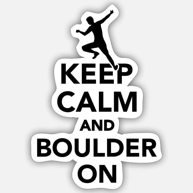 Keep calm and boulder on - Sticker taille S (10 x 10 cm) - blanc mat