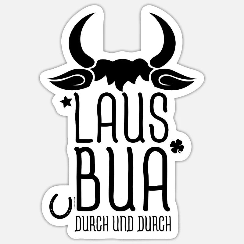 LAUSBUA Bayrisch Geschenkidee - Sticker Größe S (10 x 10 cm) - Mattweiß