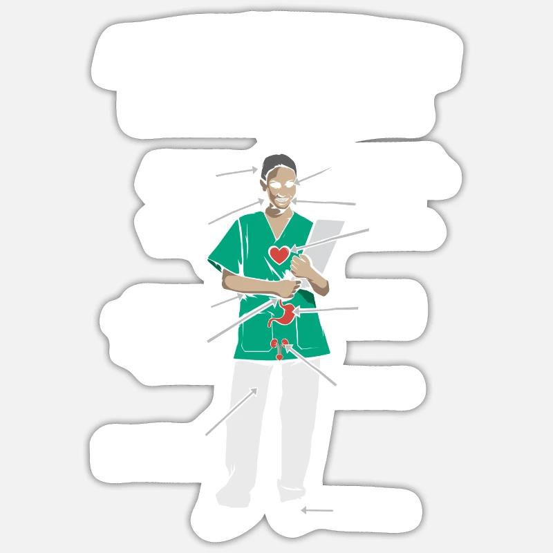 Anatomie einer Krankenschwester - Sticker Größe S (10 x 10 cm) - Mattweiß