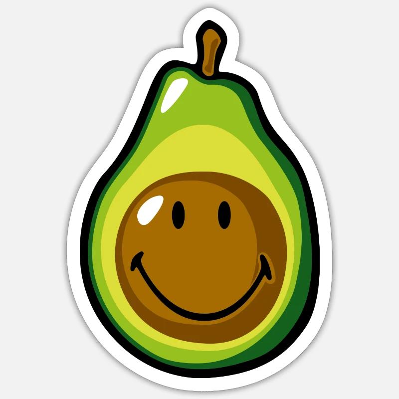 Smiley Avocado Pear - Sticker taille S (10 x 10 cm) - blanc mat