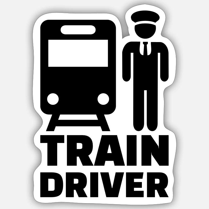 Train driver - Sticker taille S (10 x 10 cm) - blanc mat