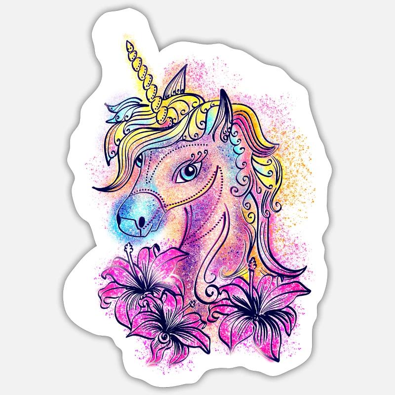 Zauberhaftes Einhorn Sommer Mädchen Geschenk Rosa Sticker Größe S (10 x 10 cm)