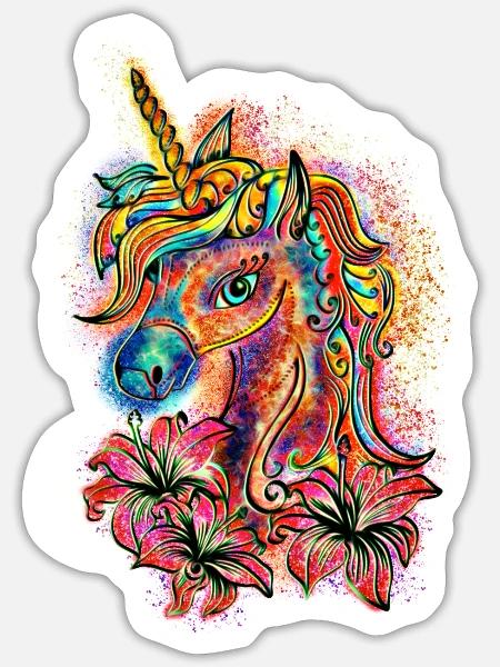 Unicorn, rainbow, fantasy, magic, horse, pony - Sticker size S (10 x 10 cm) - white matte