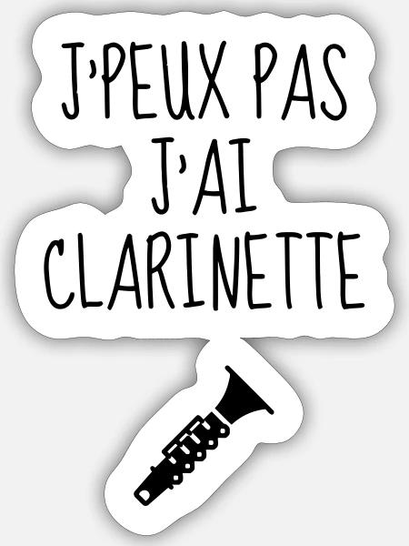 Clarinette Clarinettiste Musique Musicien Concert - Sticker taille S (10 x 10 cm) - blanc mat