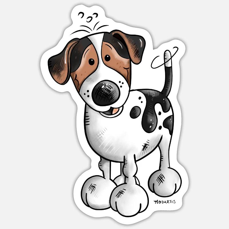 Da kommt ein Jack Russell - Sticker Größe S (10 x 10 cm) - Mattweiß