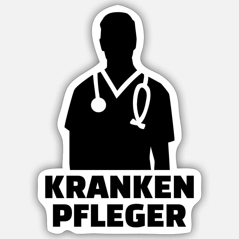 Krankenpfleger - Sticker Größe S (10 x 10 cm) - Mattweiß