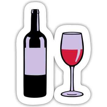 Weinflasche und Weinglas - Sticker Größe S (10 x 10 cm) - Mattweiß - Vorne