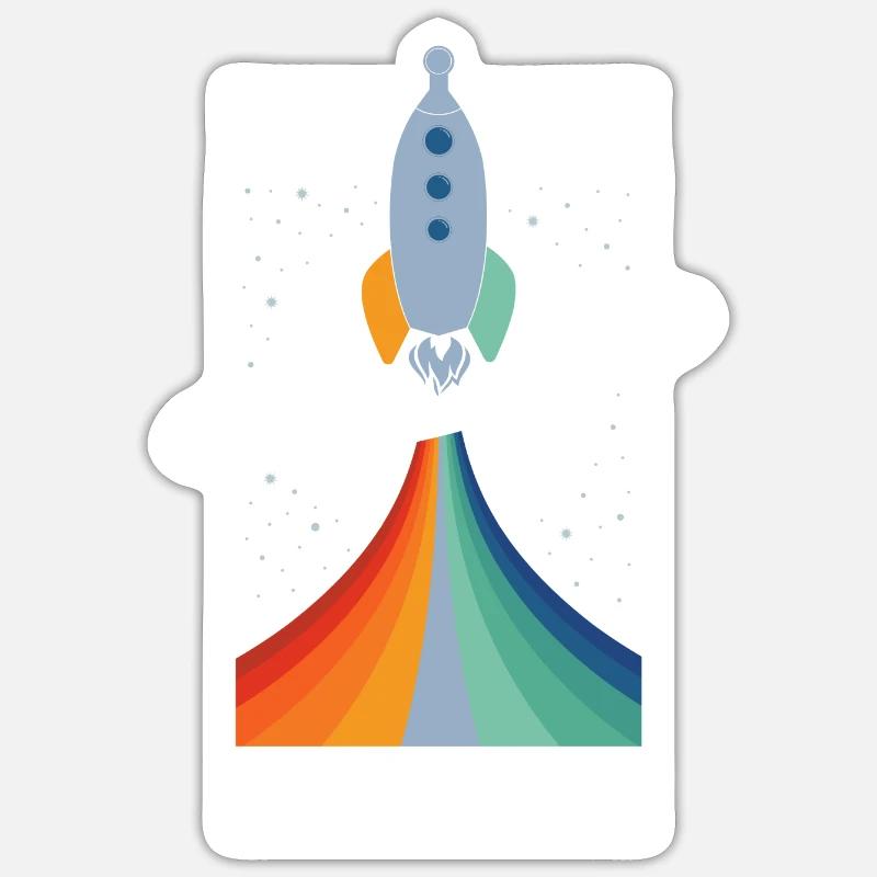 Fusée (Coloré, Contour) Sticker taille S (10 x 10 cm)