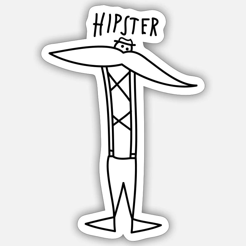 Hipster - Sticker size S (10 x 10 cm) - white matte