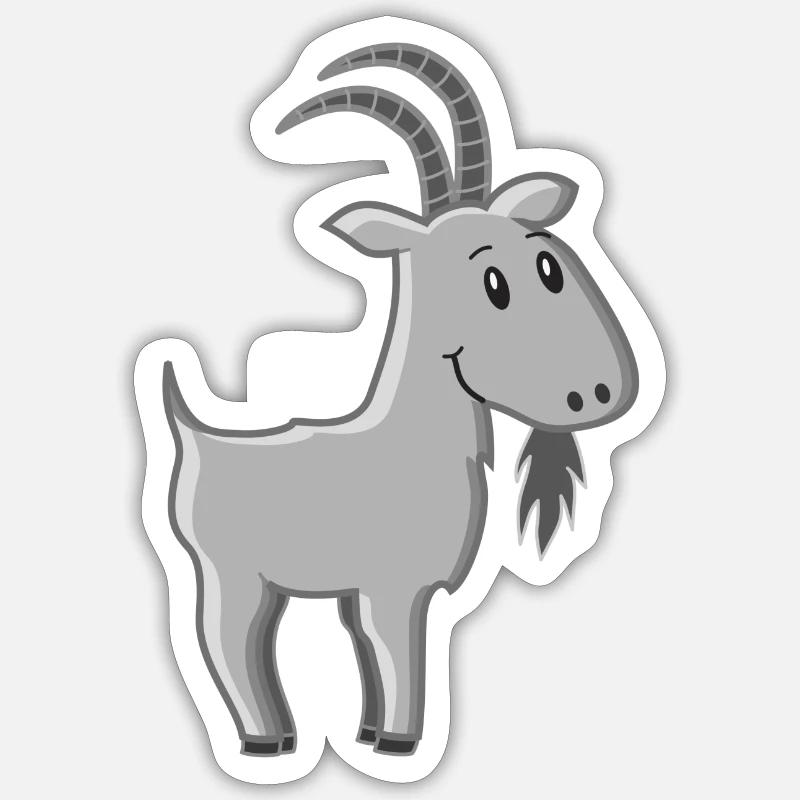 Ziegenbock Comic Sticker Größe S (10 x 10 cm)