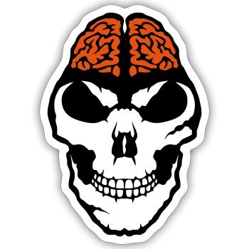 brain brain death brain skull - Sticker size S (10 x 10 cm) - white matte - Front