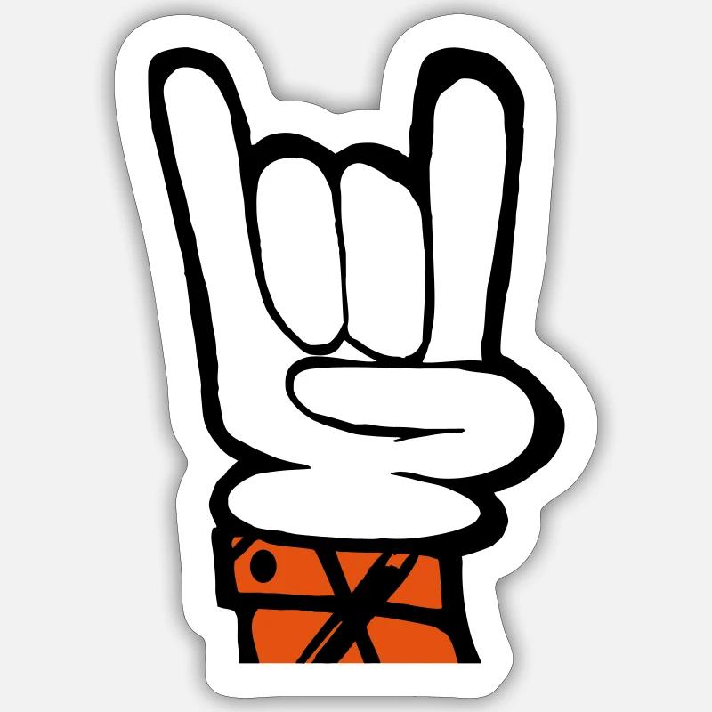 Fourchette à main rock français - Sticker taille S (10 x 10 cm) - blanc mat