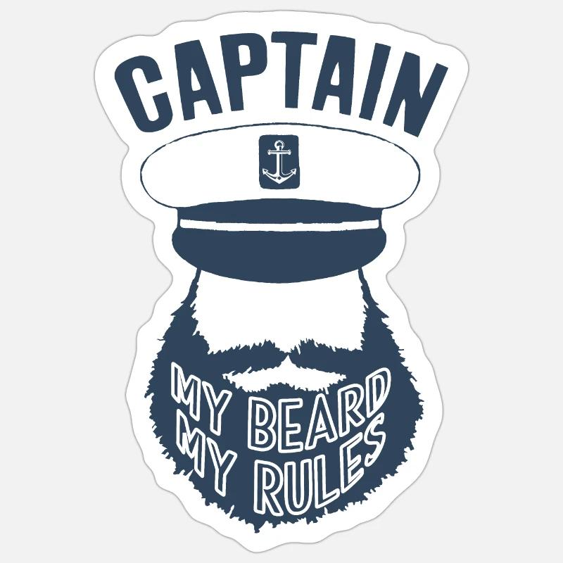 CAPITAINE BEARD RULES BOAT - Sticker taille S (10 x 10 cm) - blanc mat