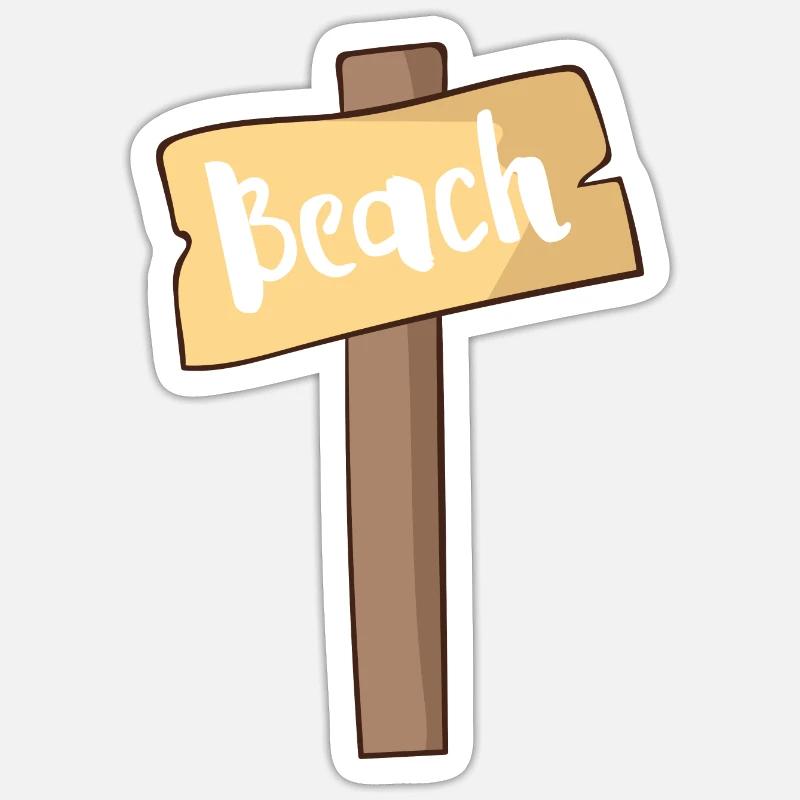 Plage - Sticker taille S (10 x 10 cm) - blanc mat