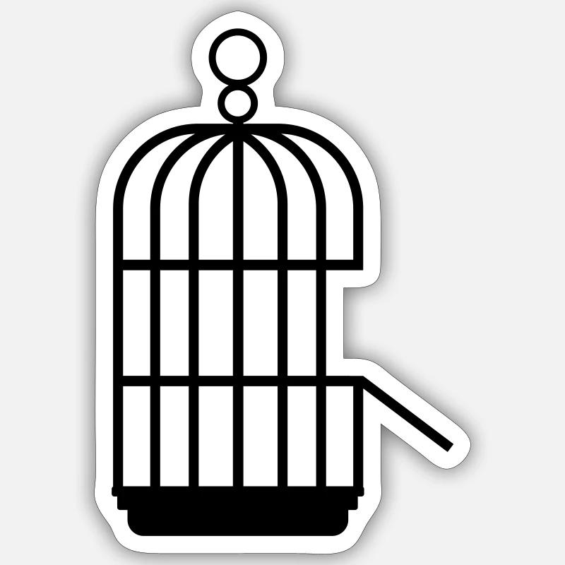 Cage - Sticker taille S (10 x 10 cm) - blanc mat