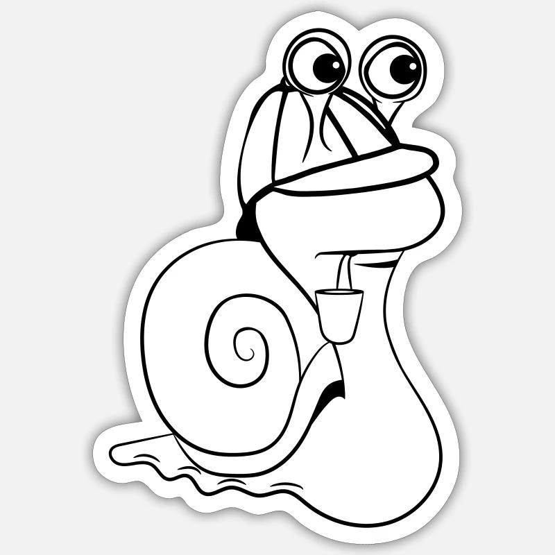 Détective drôle d'escargot - Sticker taille S (10 x 10 cm) - blanc mat