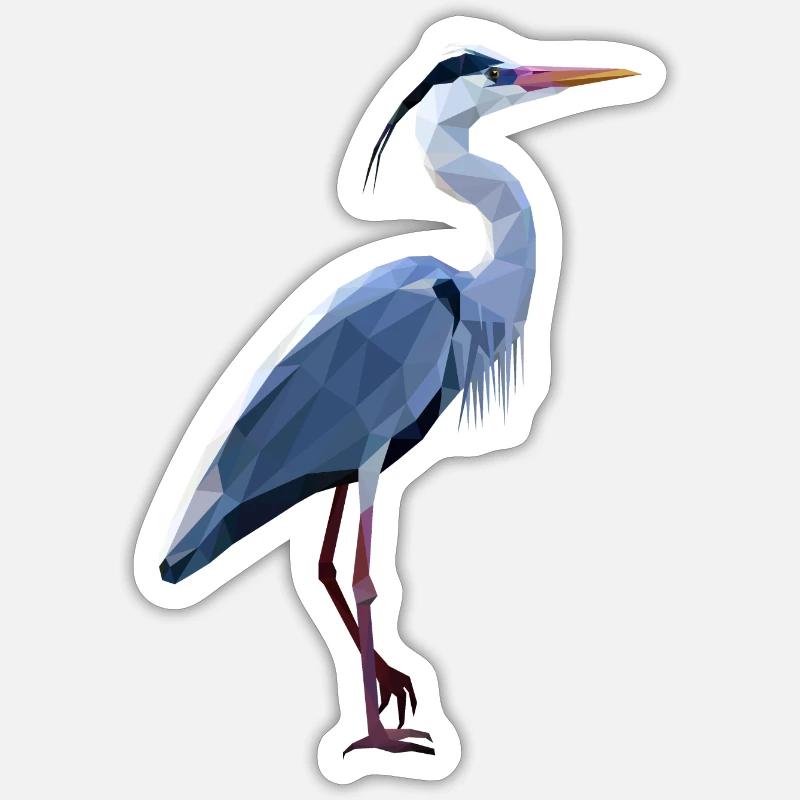 Eleganter Graureiher - Sticker Größe S (10 x 10 cm) - Mattweiß