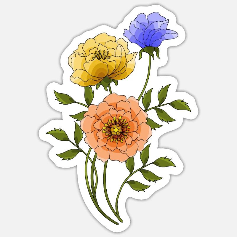 Fleurs - Sticker taille S (10 x 10 cm) - blanc mat