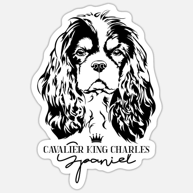 CAVALIER KING CHARLES SPANIEL autocollant Wilsigns - Sticker taille S (10 x 10 cm) - blanc mat
