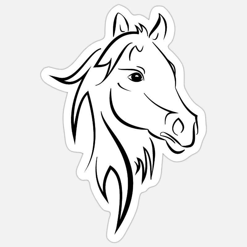 Cheval - Sticker taille S (10 x 10 cm) - blanc mat