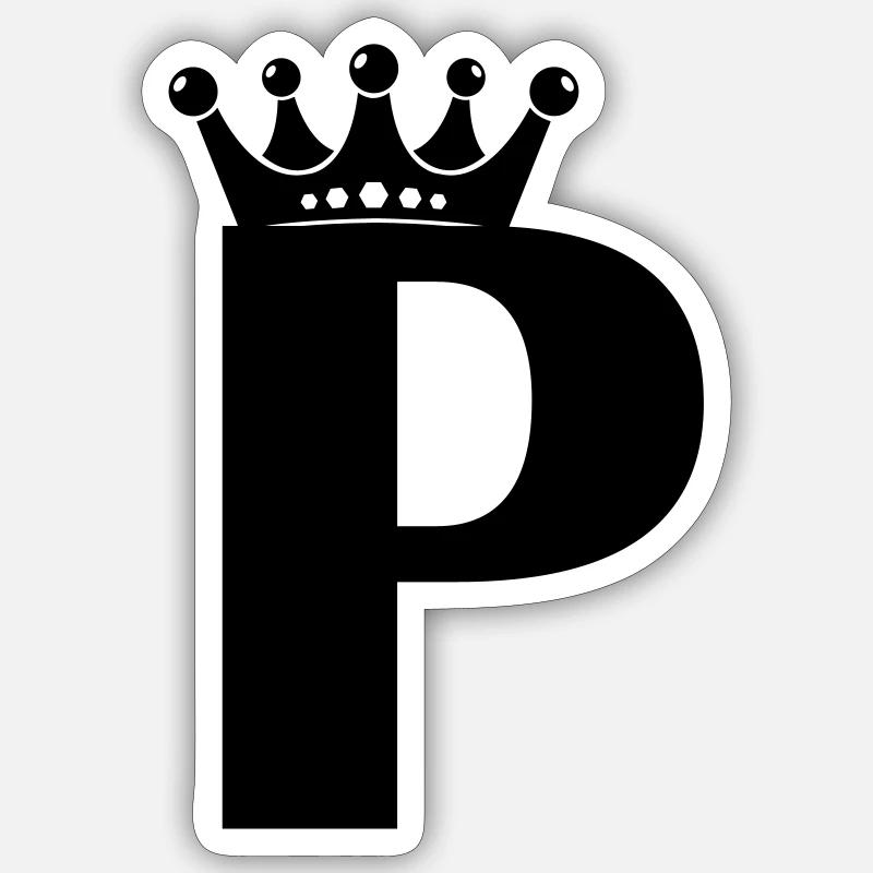 Buchstabe P Krone - Sticker Größe S (10 x 10 cm) - Mattweiß