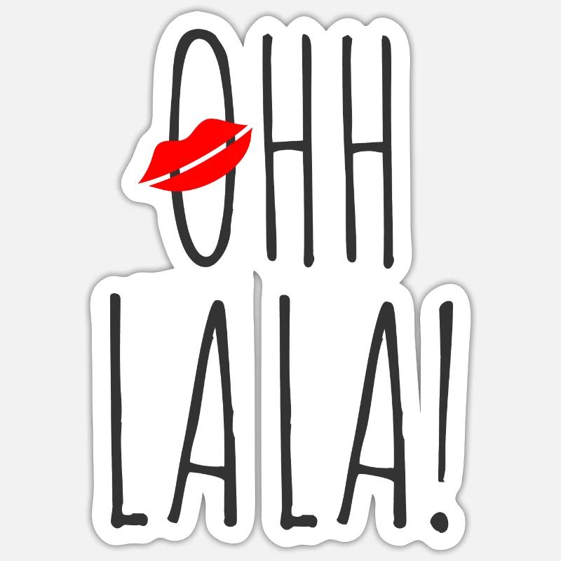 Ohh lala - süß - kuss - kuss - Sticker Größe S (10 x 10 cm) - Mattweiß