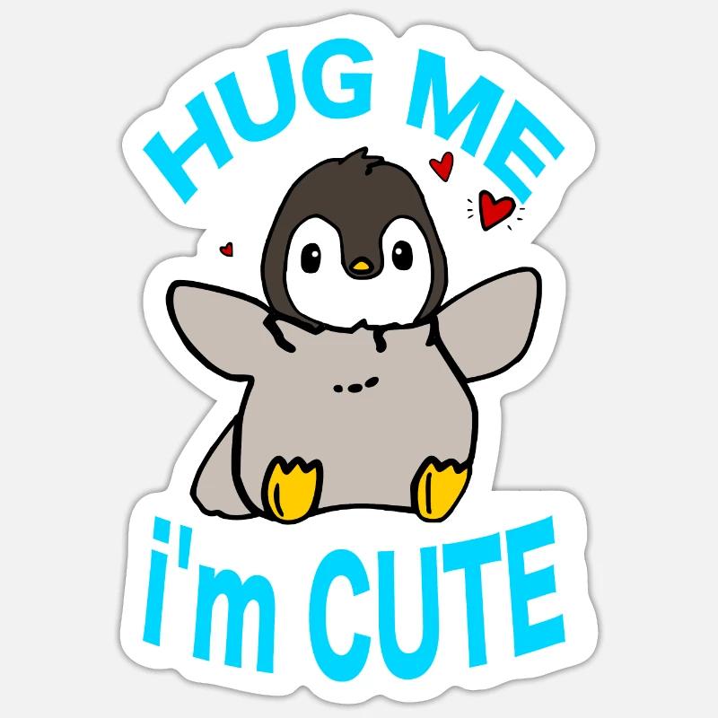 Pingu Hug Me - Sticker size S (10 x 10 cm) - white matte