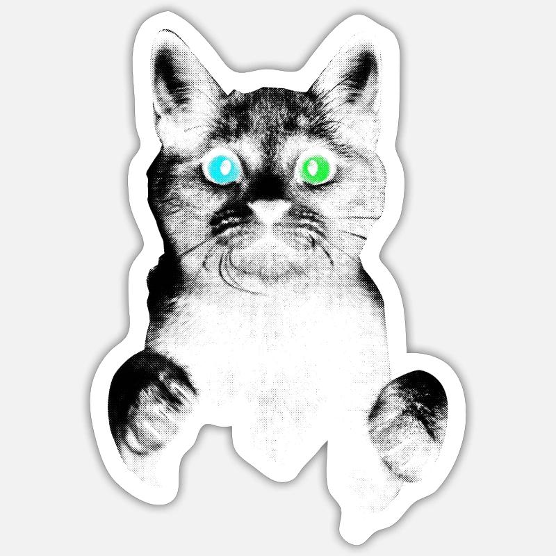 Chat - Sticker taille S (10 x 10 cm) - blanc mat
