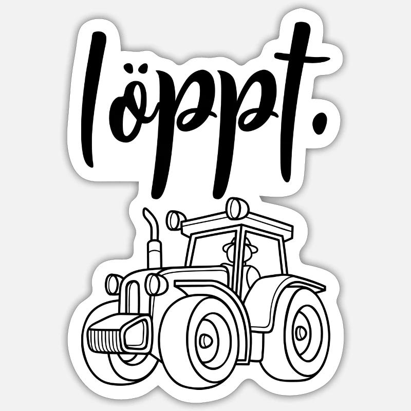 Löppt Traktor Landwirt Geschenk - Sticker Größe S (10 x 10 cm) - Mattweiß