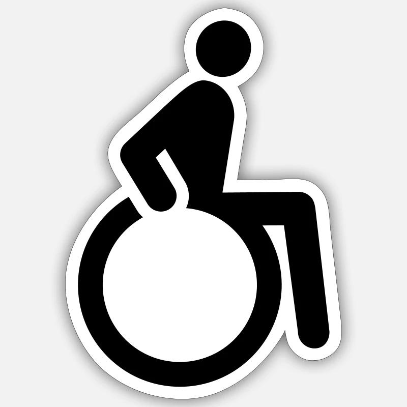 Rollstuhl - Sticker Größe S (10 x 10 cm) - Mattweiß
