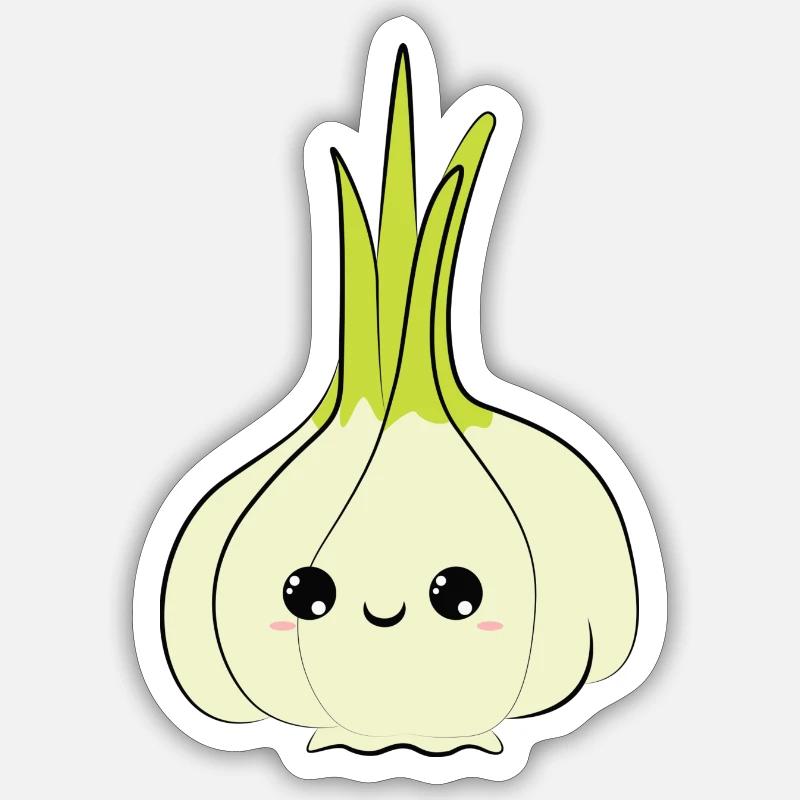 cute adorable smiling onion comic, sourire doux - Sticker taille S (10 x 10 cm) - blanc mat