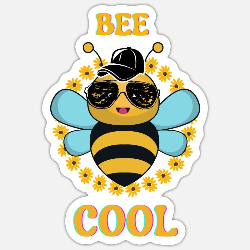 Bee cool - Sticker taille S (10 x 10 cm) - blanc mat