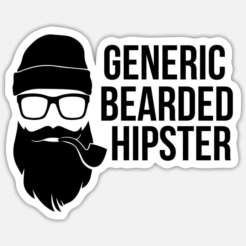 Generischer Bart Hipster - Bart Bärte - Sticker Größe S (10 x 10 cm) - Mattweiß