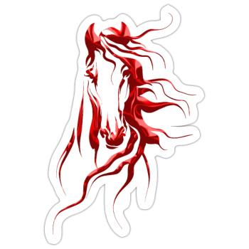 Horse - cheval - animal de course - Sticker taille S (10 x 10 cm) - blanc mat - Devant