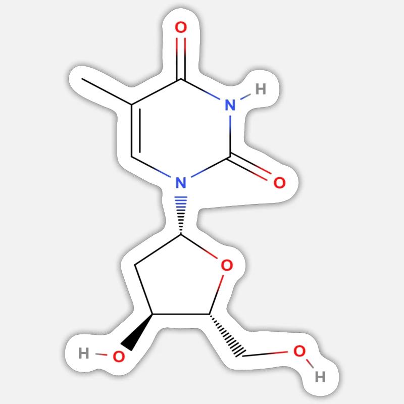 Thymidine Molecule - Colored Structural Formula Sticker size S (10 x 10 cm)