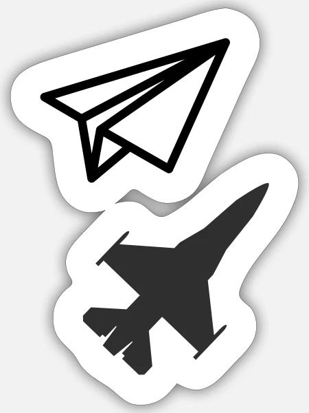 Avion en papier - Garder son âme d'enfant - Sticker taille S (10 x 10 cm) - blanc mat