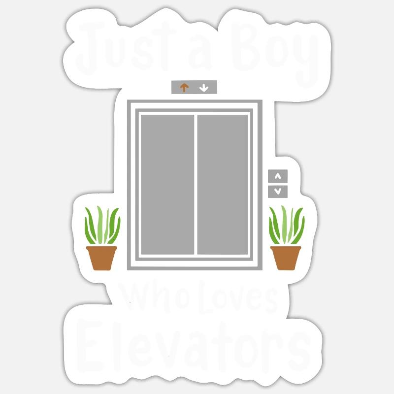 Just A Boy Who Loves Elevators - Sticker Größe S (10 x 10 cm) - Mattweiß