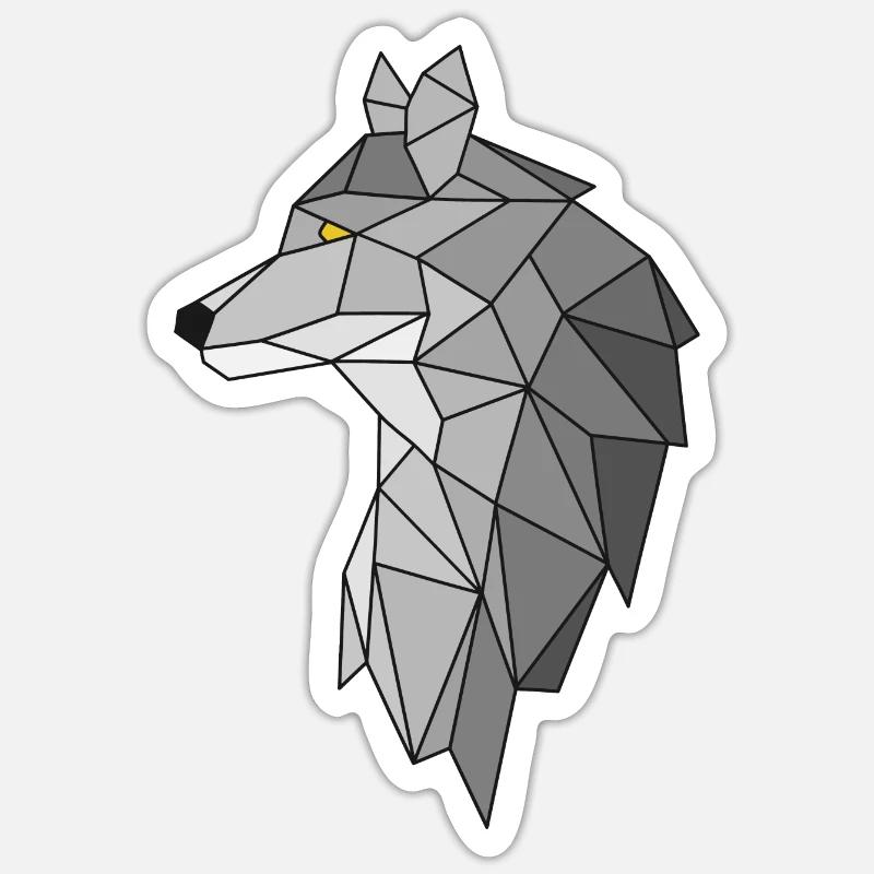 Wolf - Polygon - geometrisch - Sticker Größe S (10 x 10 cm) - Mattweiß