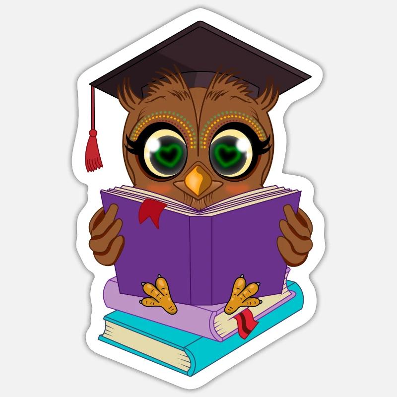 Büchereule Leseeule Sticker Größe S (10 x 10 cm)