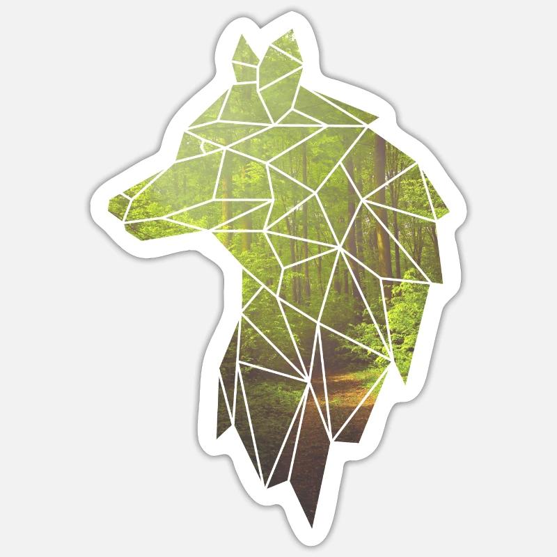 Polygone Loup - Sticker taille S (10 x 10 cm) - blanc mat