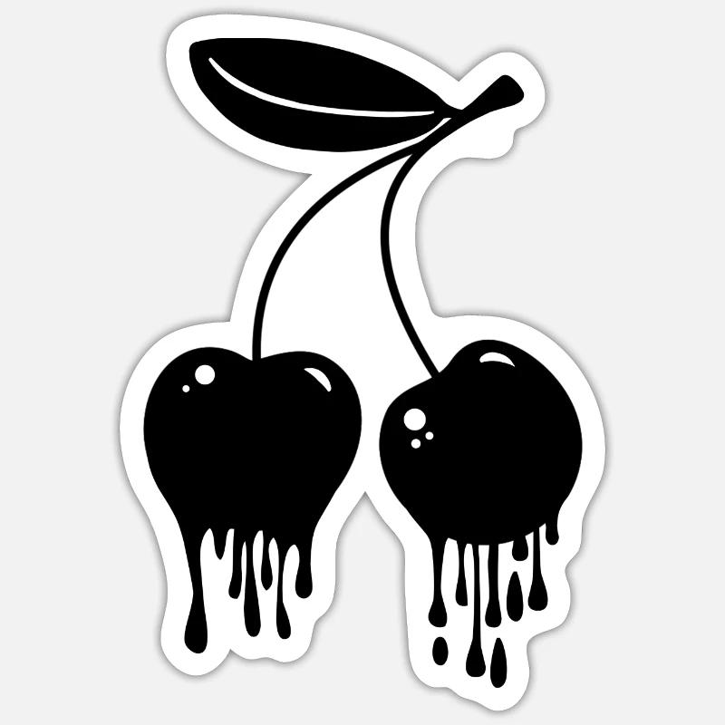 Kirschen Kawaii Soft Gothic Geschenk - Sticker Größe S (10 x 10 cm) - Mattweiß