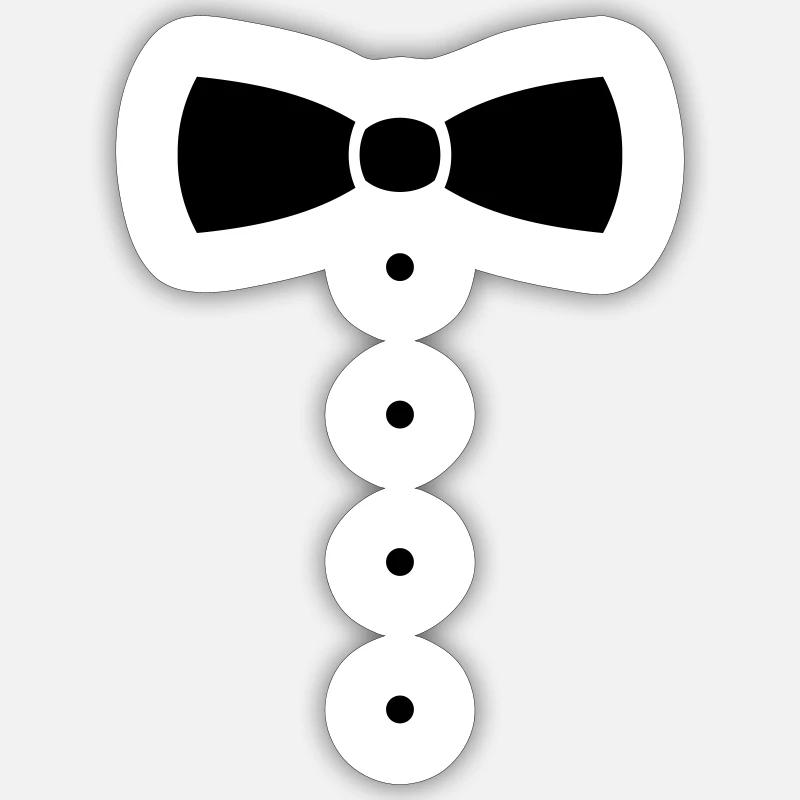 Fliege oder Krawatte Kostüm. Sticker Größe S (10 x 10 cm)