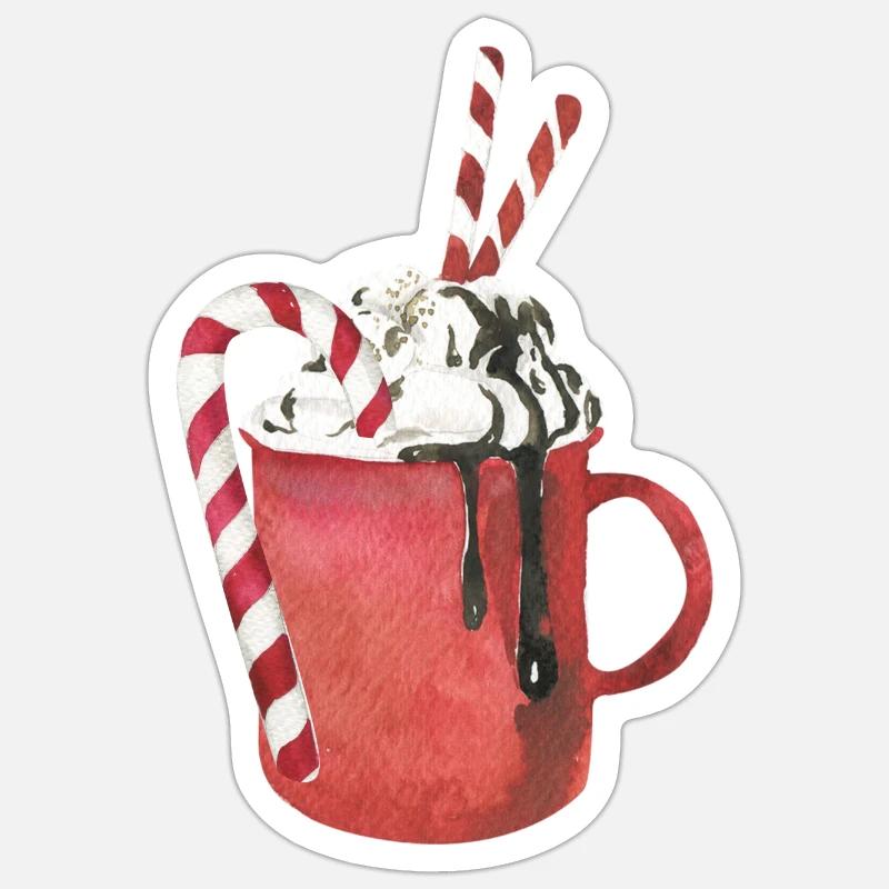 Heiße Schokolade und Marshmallows - Sticker Größe S (10 x 10 cm) - Mattweiß