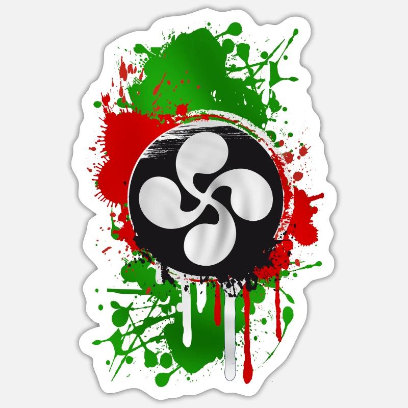 Croix Basque Grunge - Sticker taille S (10 x 10 cm) - blanc mat
