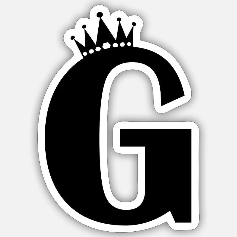 lettre G couronne - Sticker taille S (10 x 10 cm) - blanc mat